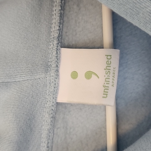 NWOT Unfinished Light Blue Hoodie Size S - Picture 3 of 5